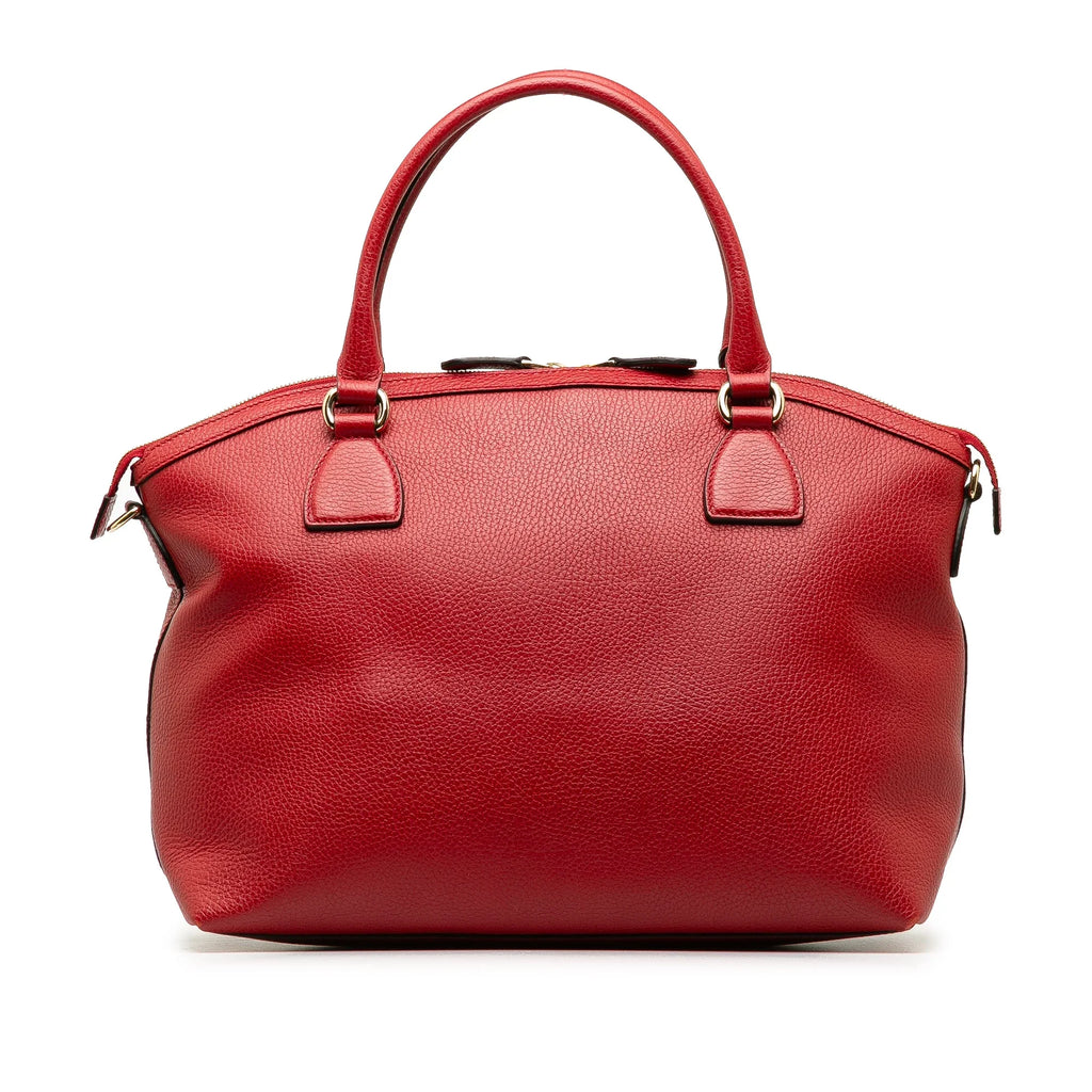 Unisex Satchel Calf Charm (Good) Red Leather GG Authenticated Convertible Dome Pre-Owned