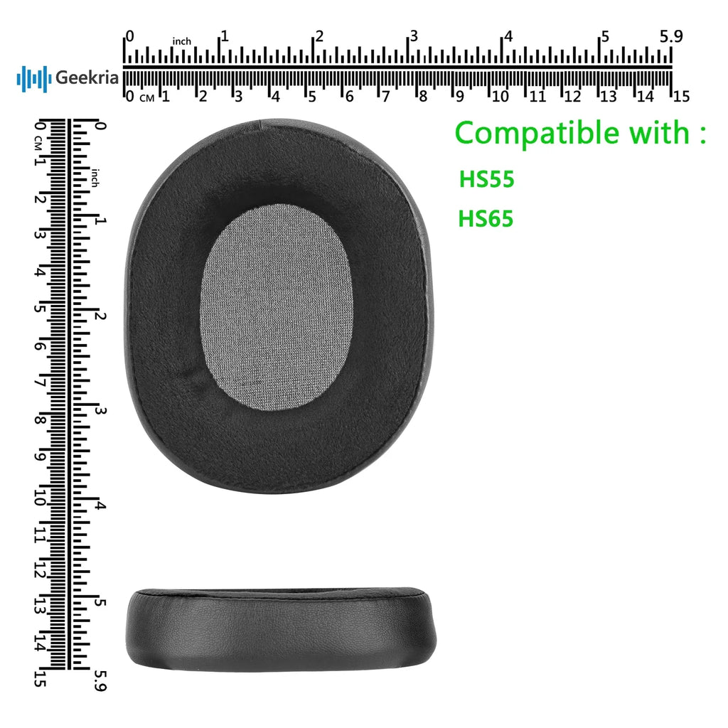 Ear Velour Pads (Black) HS55, Parts Corsair Cushions, for Cups Geekria Cover Ear Comfort HS65 Headphones Replacement Hybrid Repair Ear Earpads, Headset