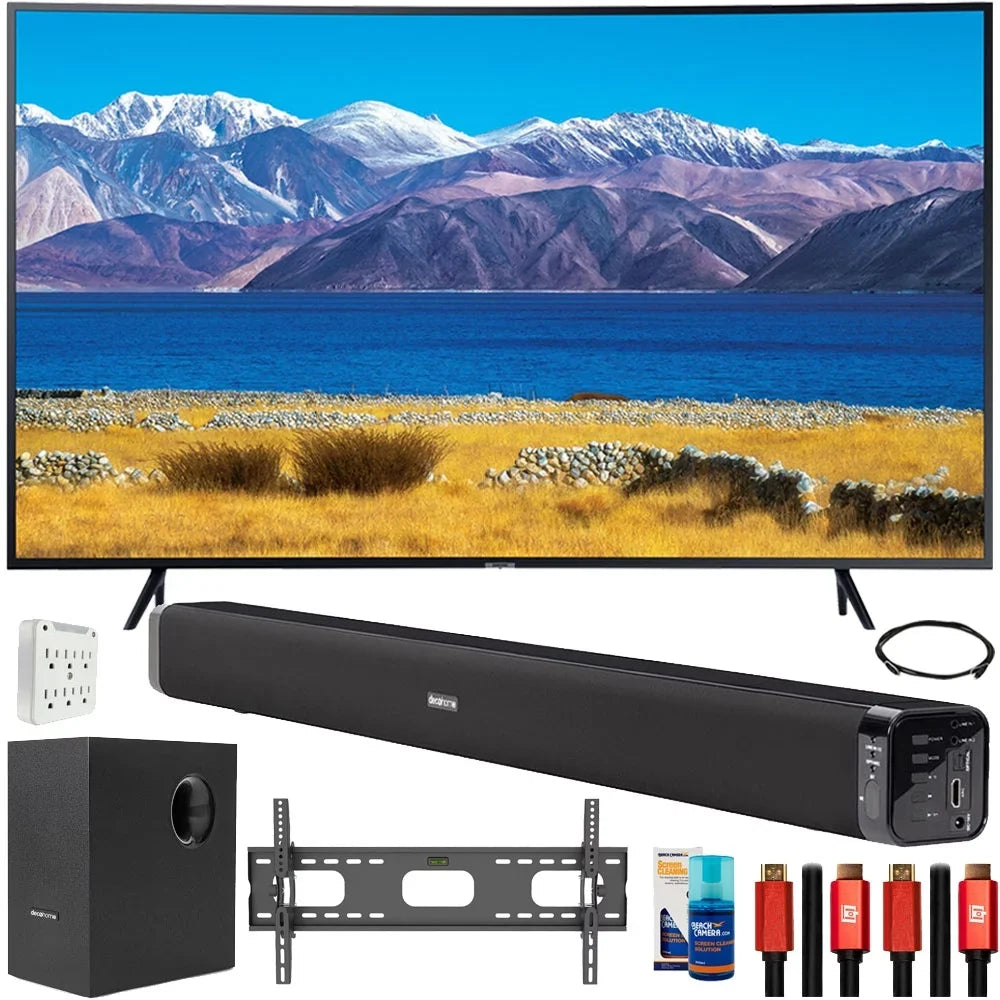 4K HDR with Smart (2020) TV Bundle 55" Soundbar Deco Curved UN55TU8300 UHD Gear Home Theater