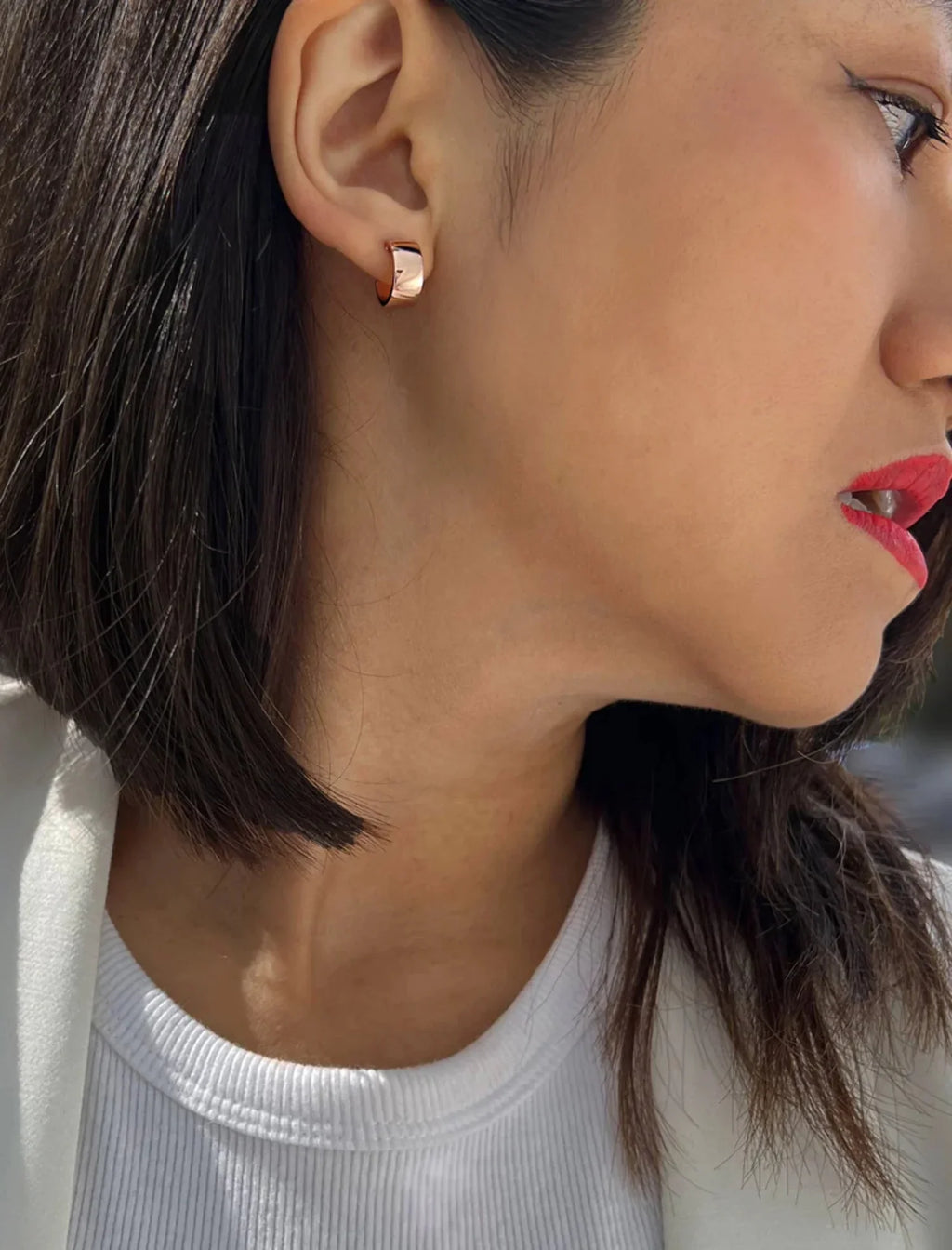 CHUBBY OVER HOOP EARRINGS GOLD STERLING ROSE MINI 18K SILVER BOSS