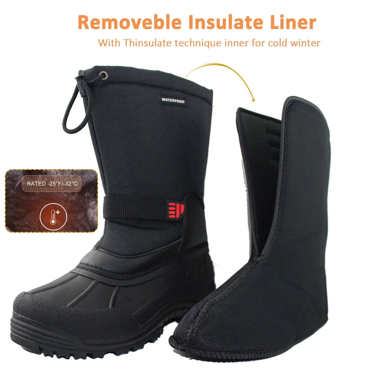 Boots Winter 11.5 Anti-Slip Male Snow Waterproof Adult Boots dimension Tanleewa Shoe Insulated Men's