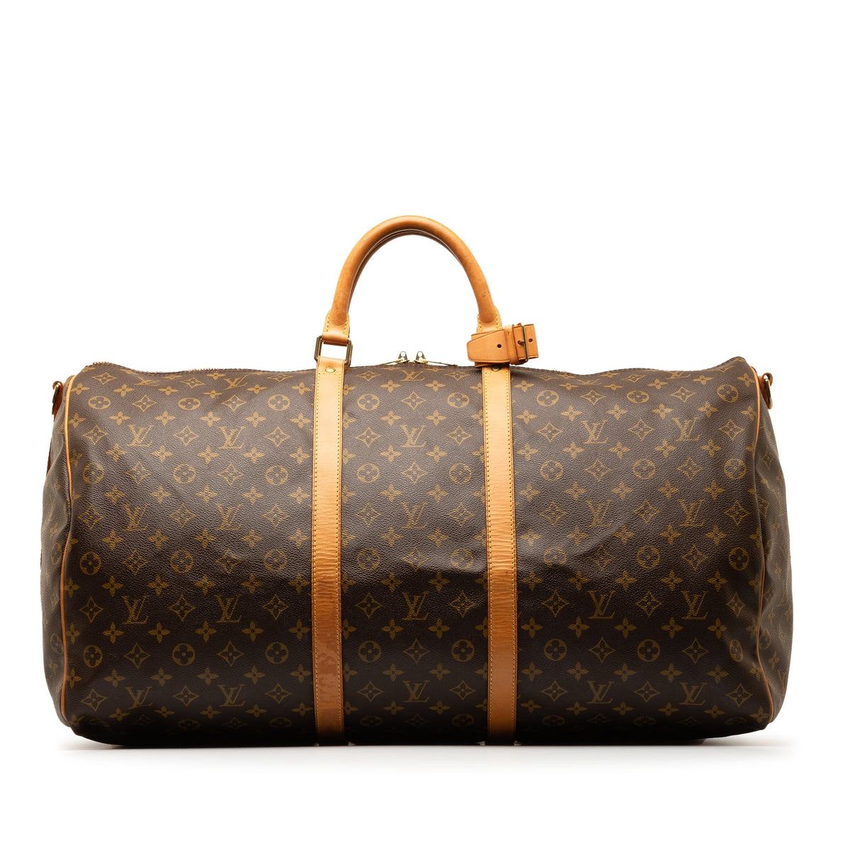 Monogram Authenticated Brown Pre-Owned Bandouliere WeekenderBag Travel 60 Keepall Bag (Good) Unisex Canvas