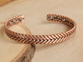 Cuff Copper Pure Bracelet Arthritis Therapy Solid Matte Herringbone Magnetic