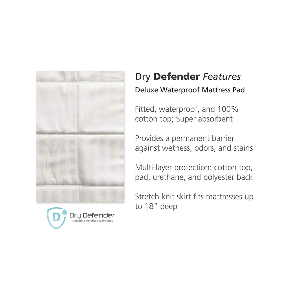 Sateen Cotton Top Defender Mattress Dry Twin - Pad Waterproof dimension