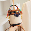 Crossbody Top Handle Scarf Stylish Purse Women Cylinder Bucket Bag moocr For Decor Bag Shoulder