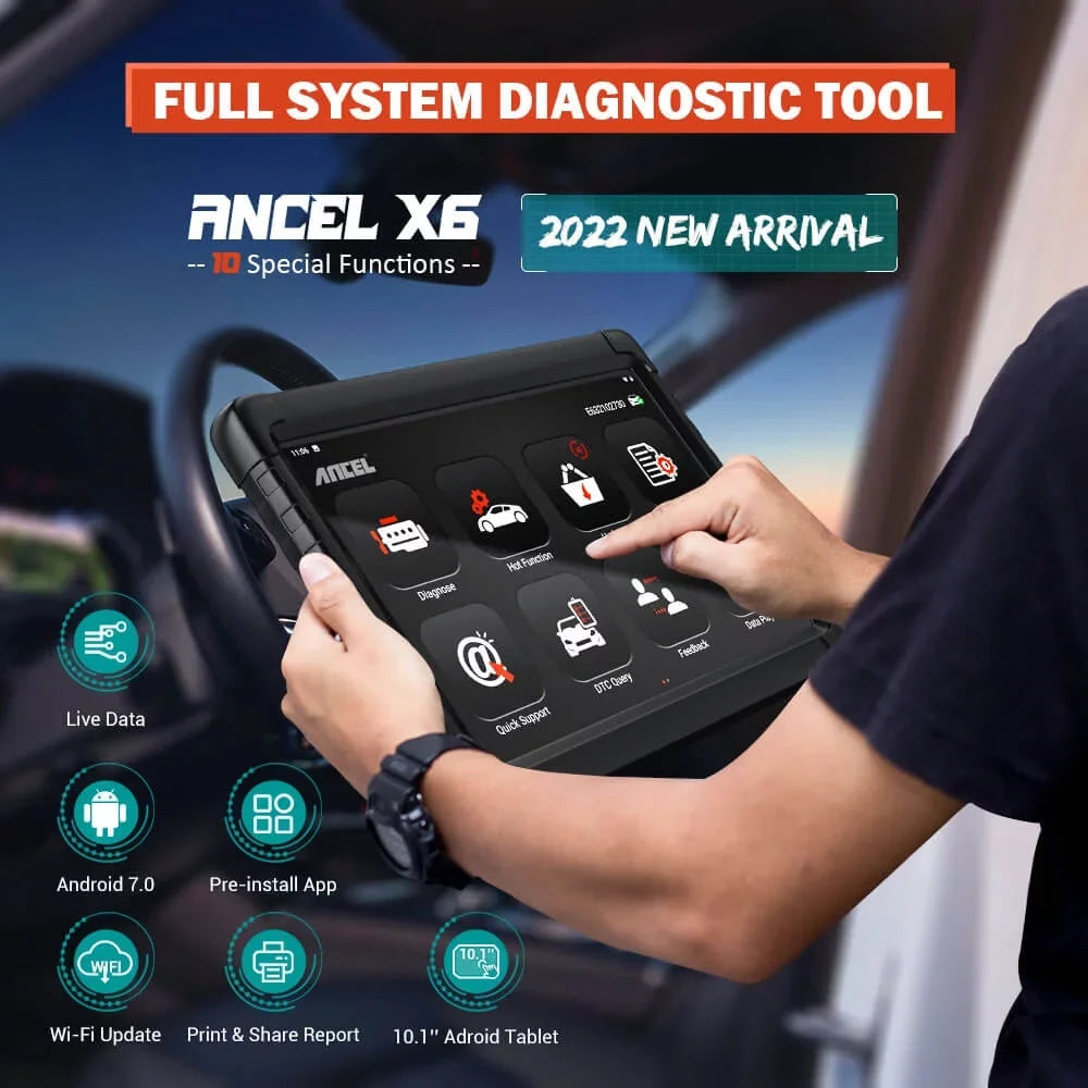 System Services OBD X6 Code Tool Tablet Automotive Scan ANCEL Car 10 Scan Reset Diagnostic All Bluetooth Scanner Live OBD2 Diagnostic Automotive Bi-direactional Auto Data Scanner VIN Car Reader EOBD