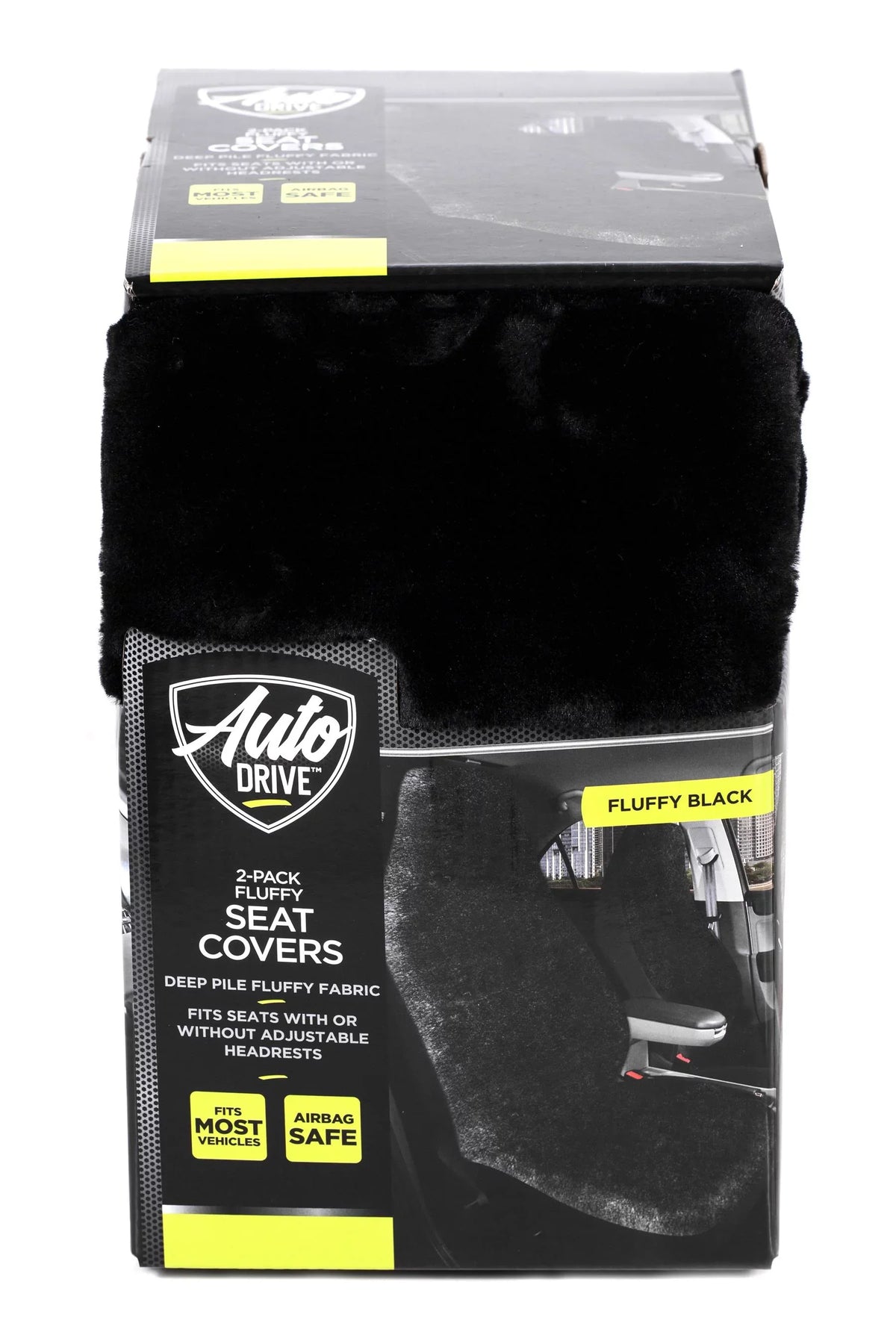 Seat Fit, Polyester 2002SC101 Faux Back Drive Covers High Black, Universal 2 Soft Car Fur Piece Auto