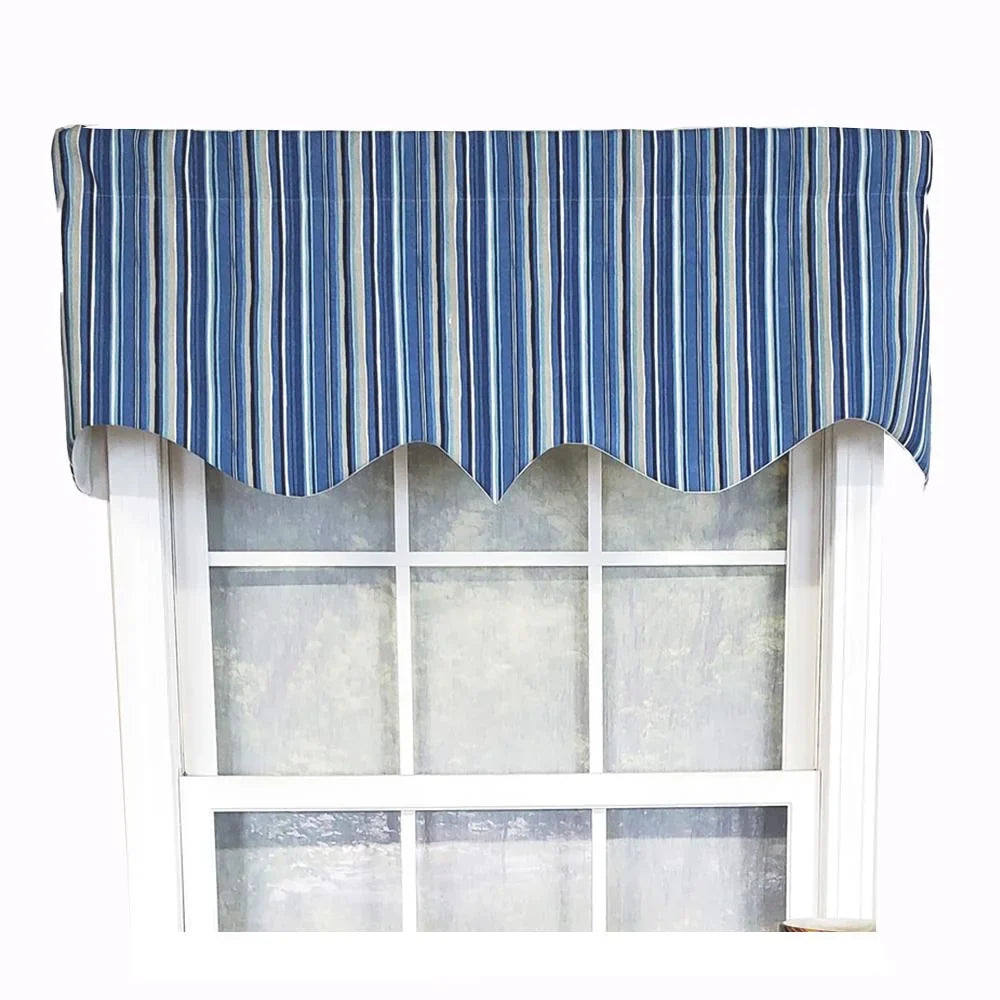 Window Classic Design 17" Valance x Regal 50" Modern Home design RLF Beach Blue Stripe