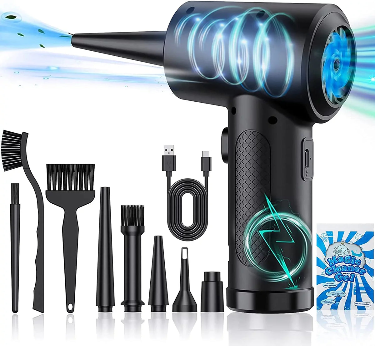 Rechargeable 3 Keyboard Cleaner 7600mAh Compressed for Compressed Gears Cans Adjustment, Office, Electric Air Duster, Cordless & Replacement Duster Air Reusable Good 100000RPM for Computer Air