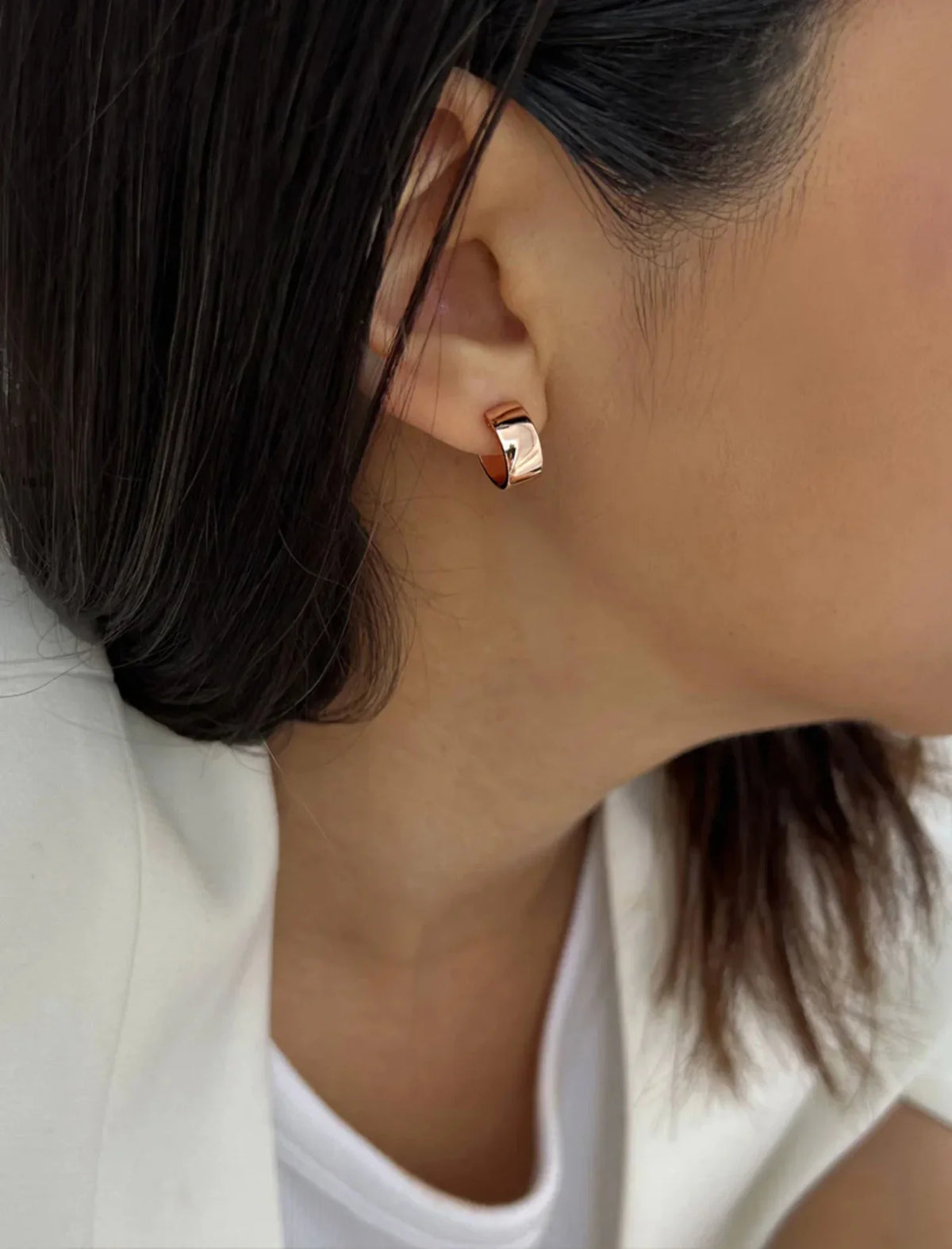 CHUBBY OVER HOOP EARRINGS GOLD STERLING ROSE MINI 18K SILVER BOSS