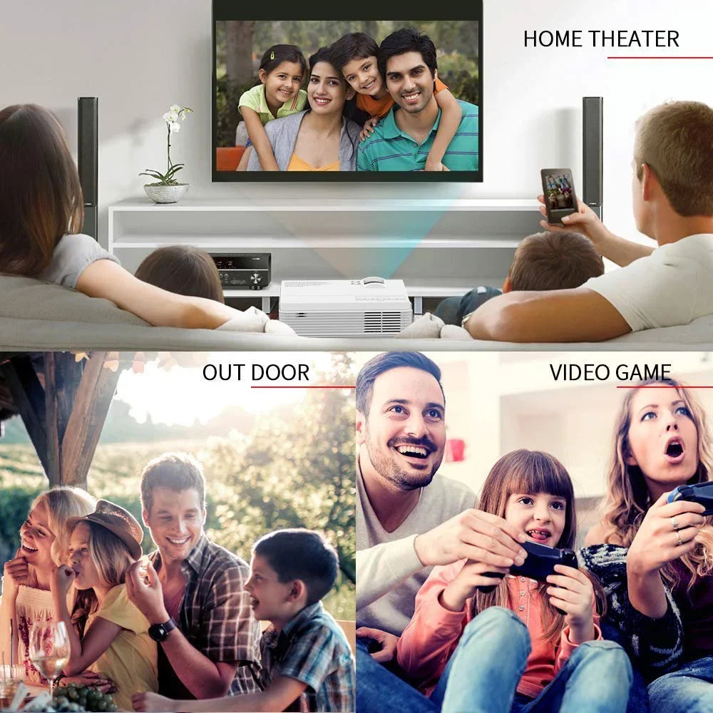 Leisure and Display, 200'' Lamp Compatible TV Support (White) Stick, with 1080P Projector 3 TF, Mini Projector VGA, USB 65000 LED Supported Portable PS4, HDMI, Life, with Hours AV VANKYO