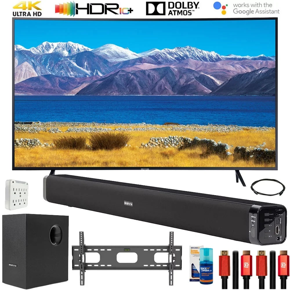 4K HDR with Smart (2020) TV Bundle 55" Soundbar Deco Curved UN55TU8300 UHD Gear Home Theater