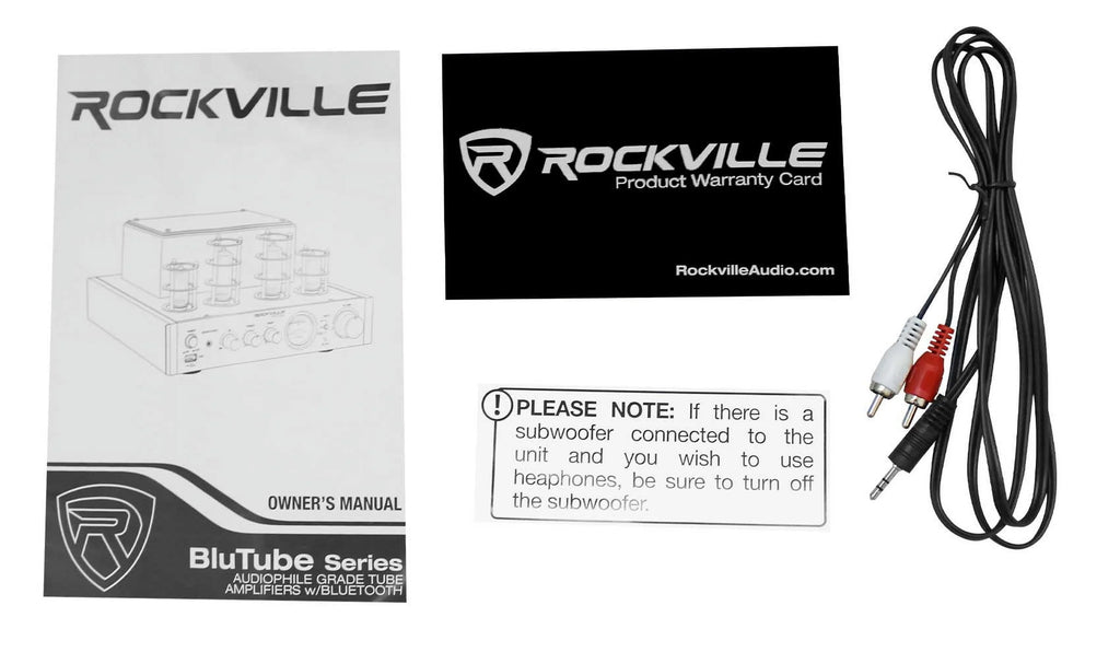 White Rockville Tube Receiver+(8) Theater LED Speakers Amp/Home 6.5" Ceiling
