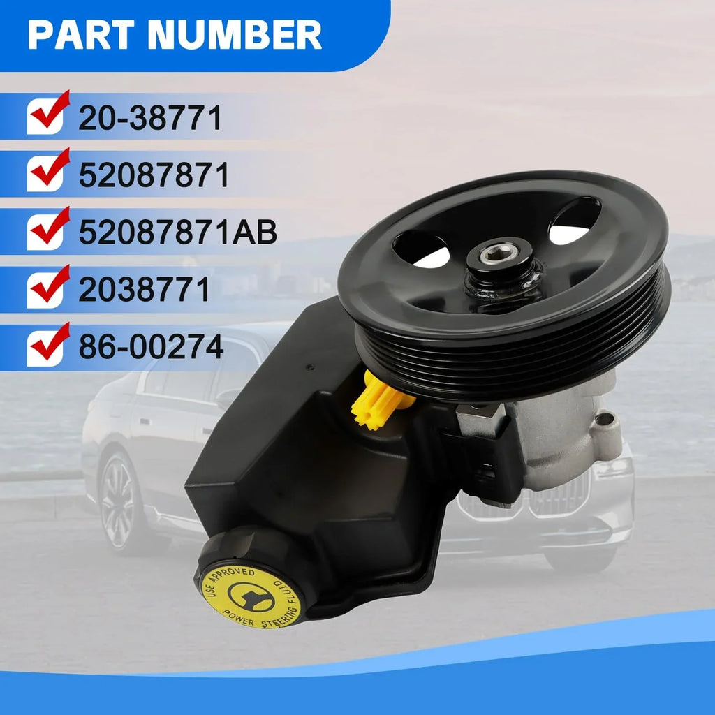 Wrangler 20-38771 1998-2003 Pump Aftermarket Pump 4.0L, 86-00274, RL087871AE, PANGOLIN Jeep-Cherokee XJ Auto AD55-7140 Power Steering Fits 1997-2001 L6 L6 for Parts 4.0L