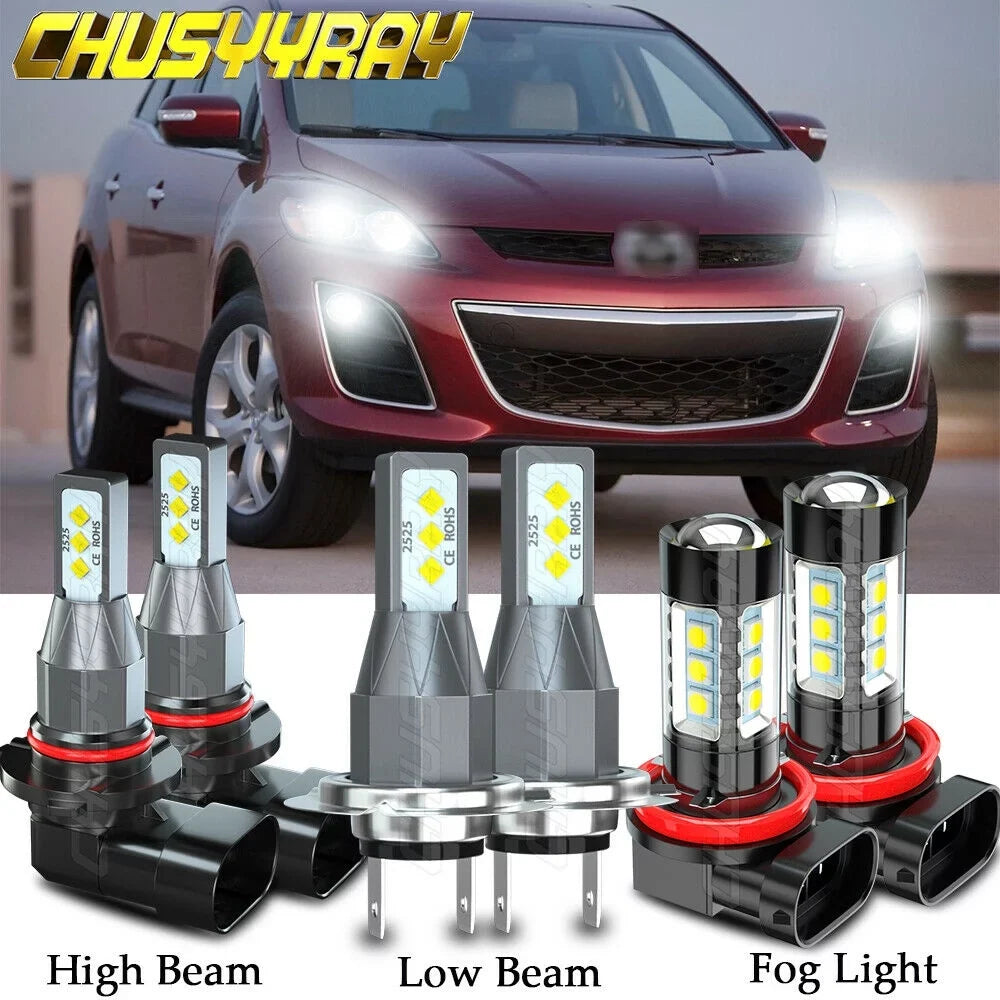 Low Headlight 2011 For CX-7 2010 Kit / Mazda + Fog Light Bulb High LED 2007-2009