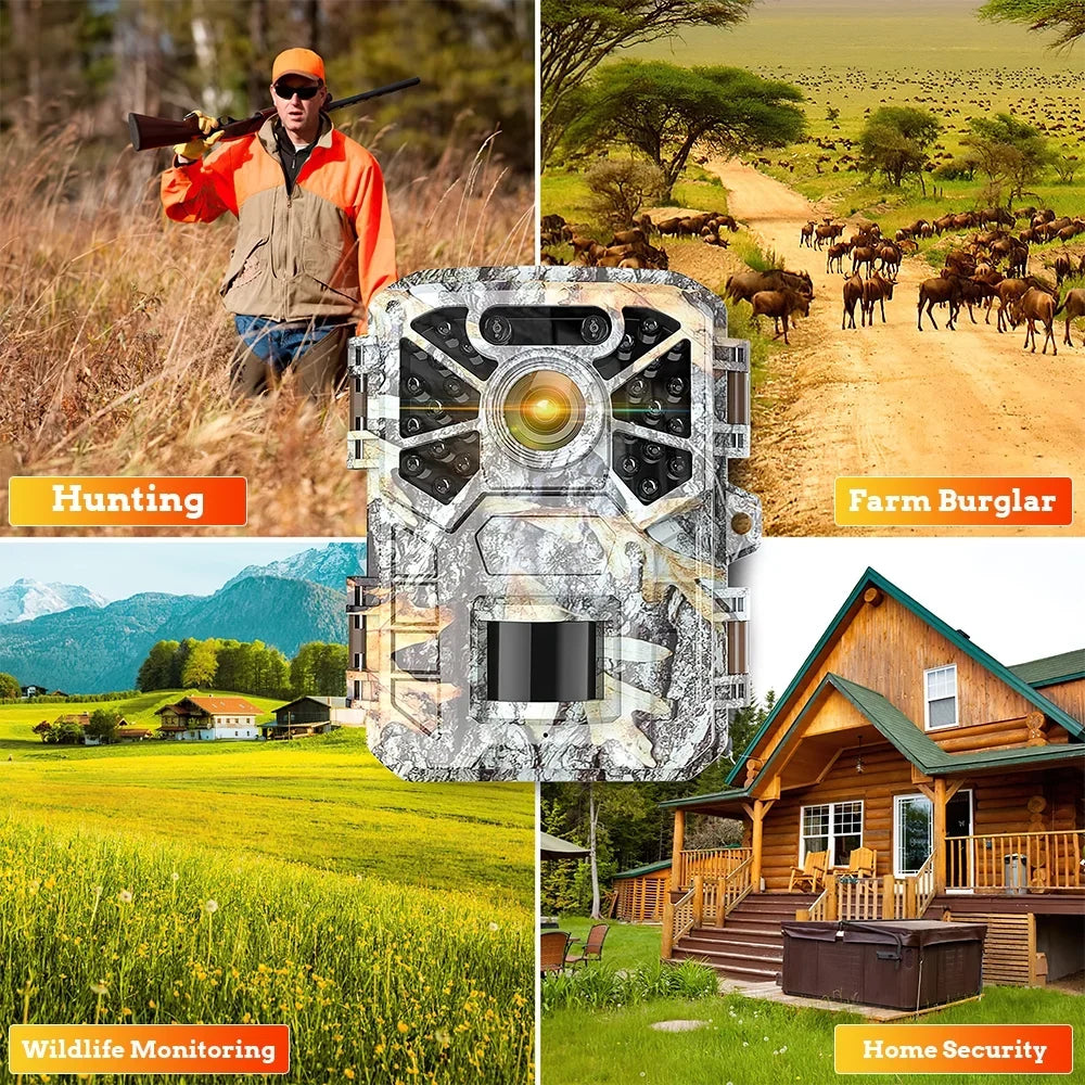 with Wide Surveillance, with 2 Game Waterproof Monitoring, 120° Angle Pack Trail Wildlife Camera 30MP Camera, Vision Hunting Lens Night Monitor 2k Trail Farm Infrared
