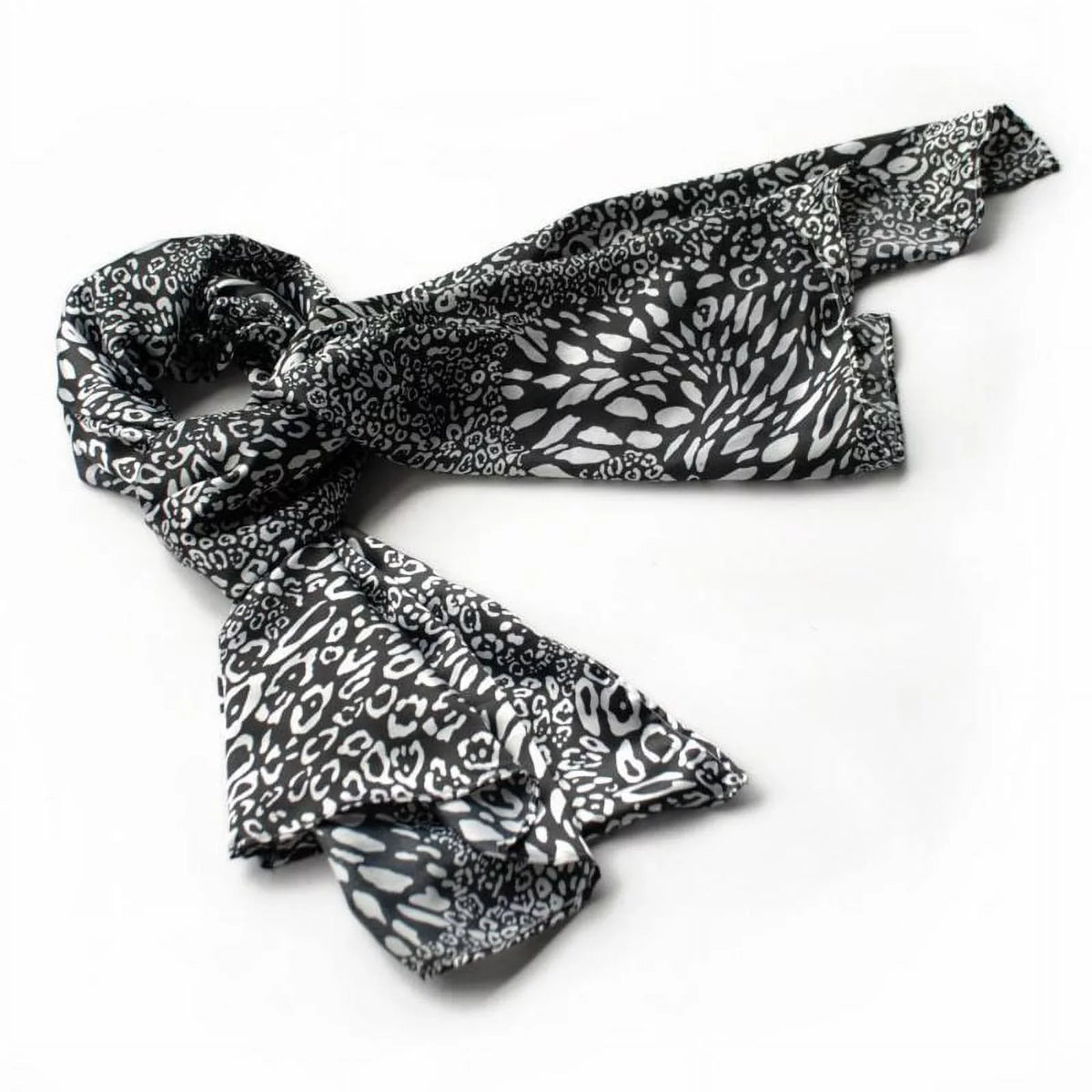 & Animal White Leopard Scarf/Wrap/Shawl(Small) Black Fashion Distinctive Soft Blancho Silk Print