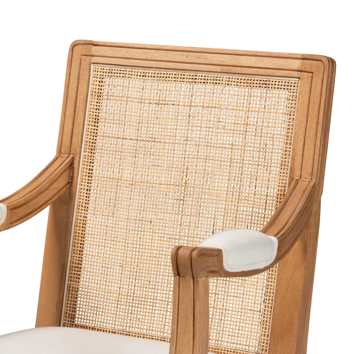 Traditional Wood and Honey Finished Accent Fabric Beige Garridan Baxton Chair French Oak Studio