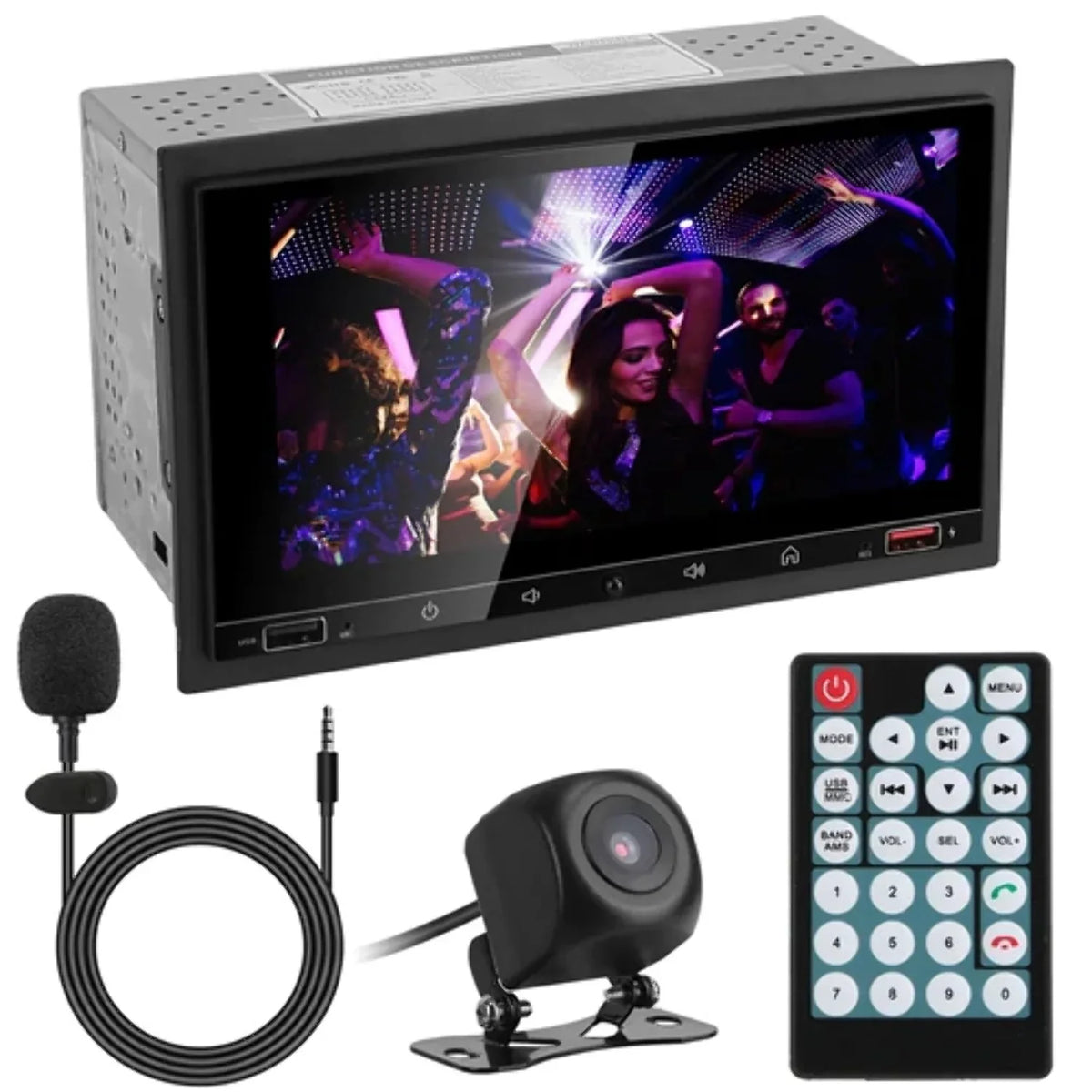 Aux Audio Universal in. FM MP5 - Remote Input Fresh Player Stereo Wireless Radio Black Car View Video Unisex Rear Fab Finds USB Camera Control, & Player with 7 1080P