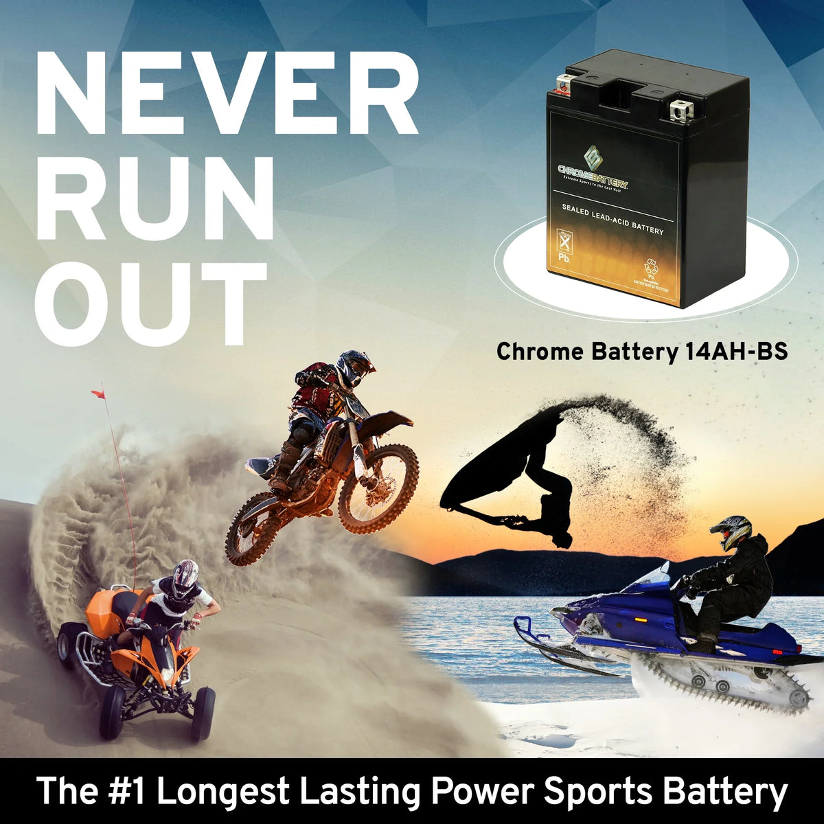 210 Battery Volt,12 Bayou Kawasaki 300cc 300 12 CCA) Atv (14AH-BS for 1995 4x4 Klf300-c Battery YTX14AH-BS Ah, Chrome