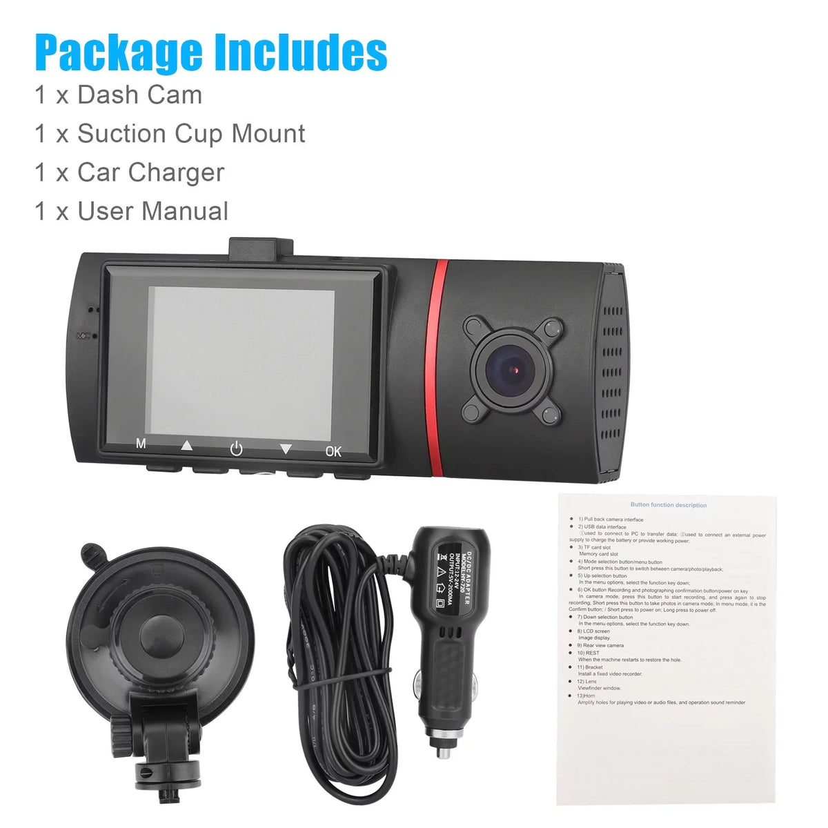 DVR Screen, 1080P Parking 2" 170° EEEKit Recorder Front Loop WDR, with G-Sensor, Dash with Monitor Dashboard Cam, Night Vision, Car Driving Car and IPS Car Inside Recording, Wide Camera Angle, Dual
