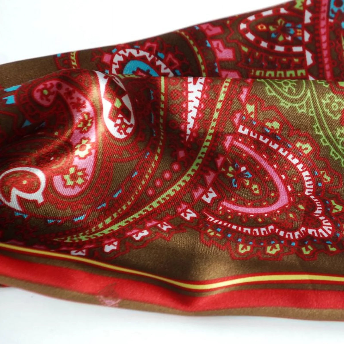 Paisley Blancho Chic Fashion Design Soft Brown Silk Scarf/Wrap/Shawl(Large) & Stripes