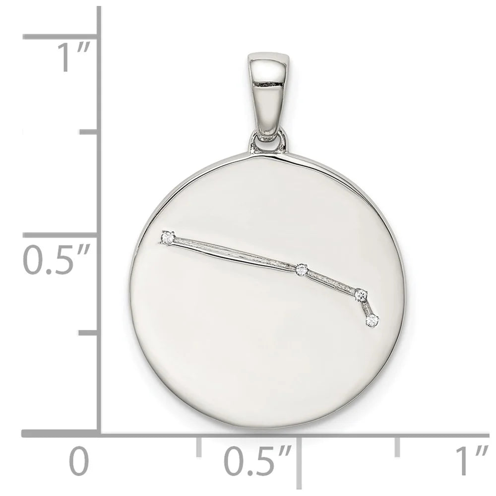 QQC9730 Pendant CZ Aries Zodiac Silver Rhodium-plated Sterling &