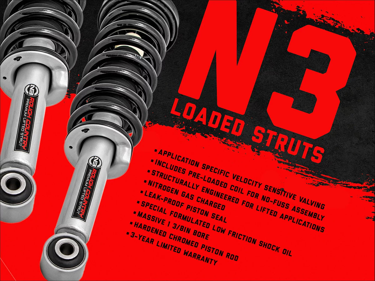 1500 Chevy | Kit | 3.5" Rough (fits) N3 4WD Country 19432 Loaded GMC Struts/Shocks Silverado Lift 2014-2018 Sierra