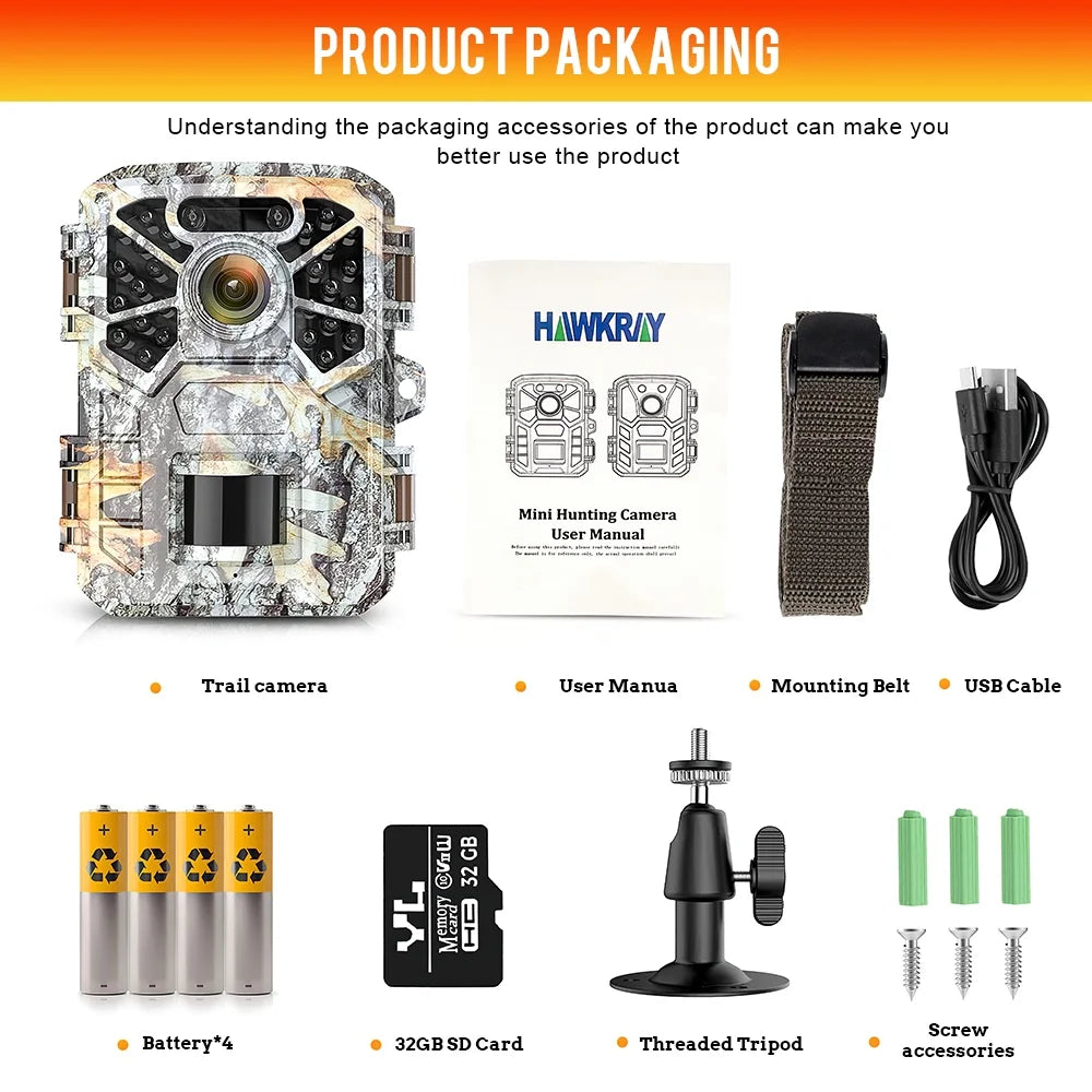 with Wide Surveillance, with 2 Game Waterproof Monitoring, 120° Angle Pack Trail Wildlife Camera 30MP Camera, Vision Hunting Lens Night Monitor 2k Trail Farm Infrared