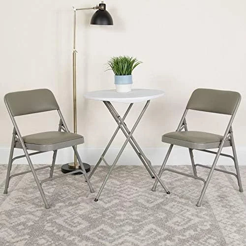 Metal HERCULES Series 4 Pack Braced Hinged Chair Gray & Curved Folding Vinyl Double Triple