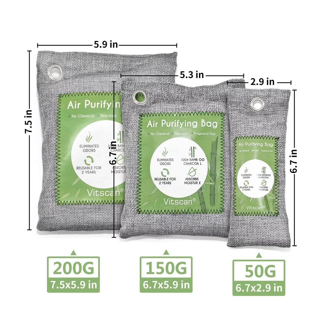 For (6x50g, Absorber, Pack Bags Air Absorber, Pet, Car Bamboo Charcoal Air Closet 12 Activated Bag, Home, Odor Freshener, 6x150g) Purifying Charcoal Moisture Odor Natural Deodorizer, Shoe Eliminators