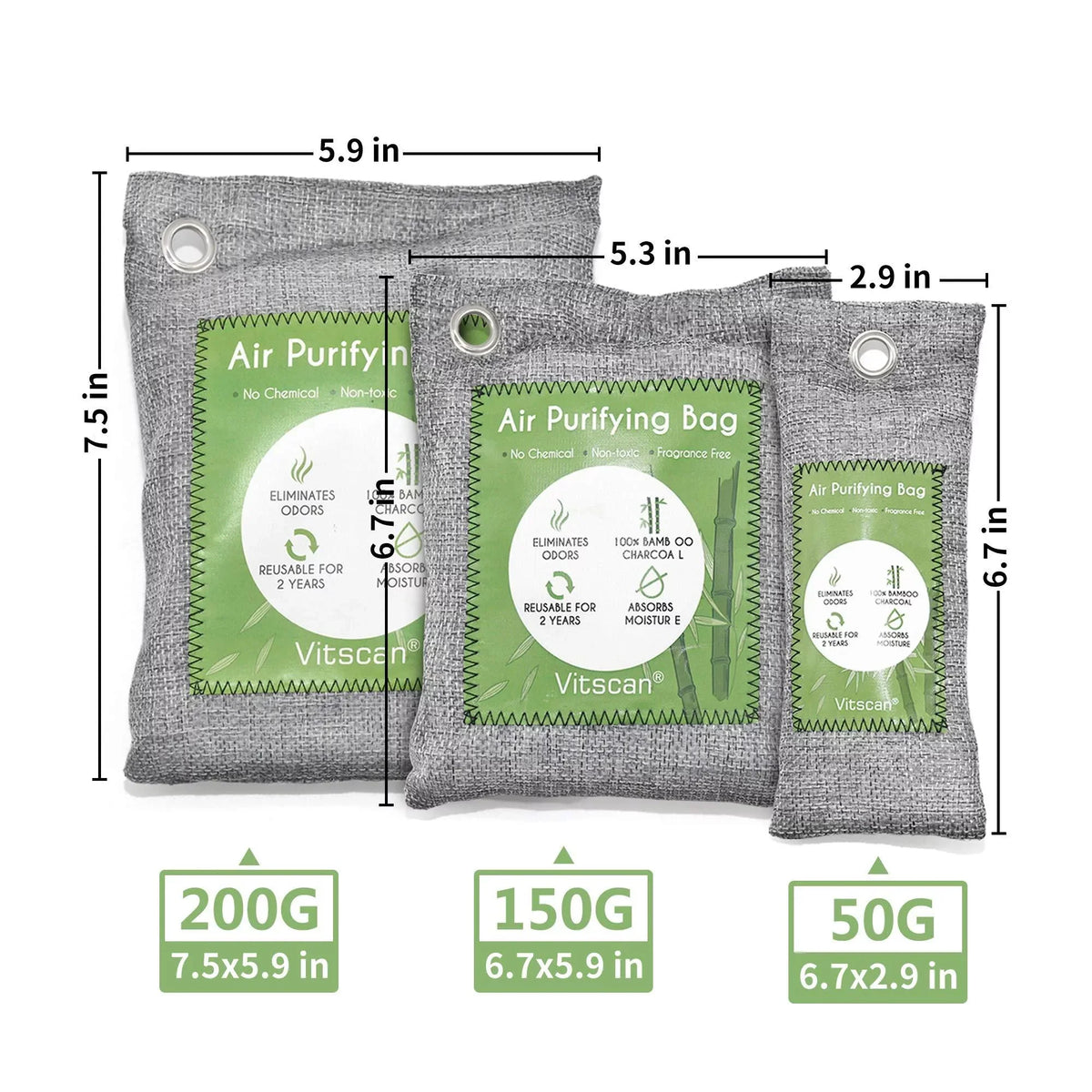 For (6x50g, Absorber, Pack Bags Air Absorber, Pet, Car Bamboo Charcoal Air Closet 12 Activated Bag, Home, Odor Freshener, 6x150g) Purifying Charcoal Moisture Odor Natural Deodorizer, Shoe Eliminators