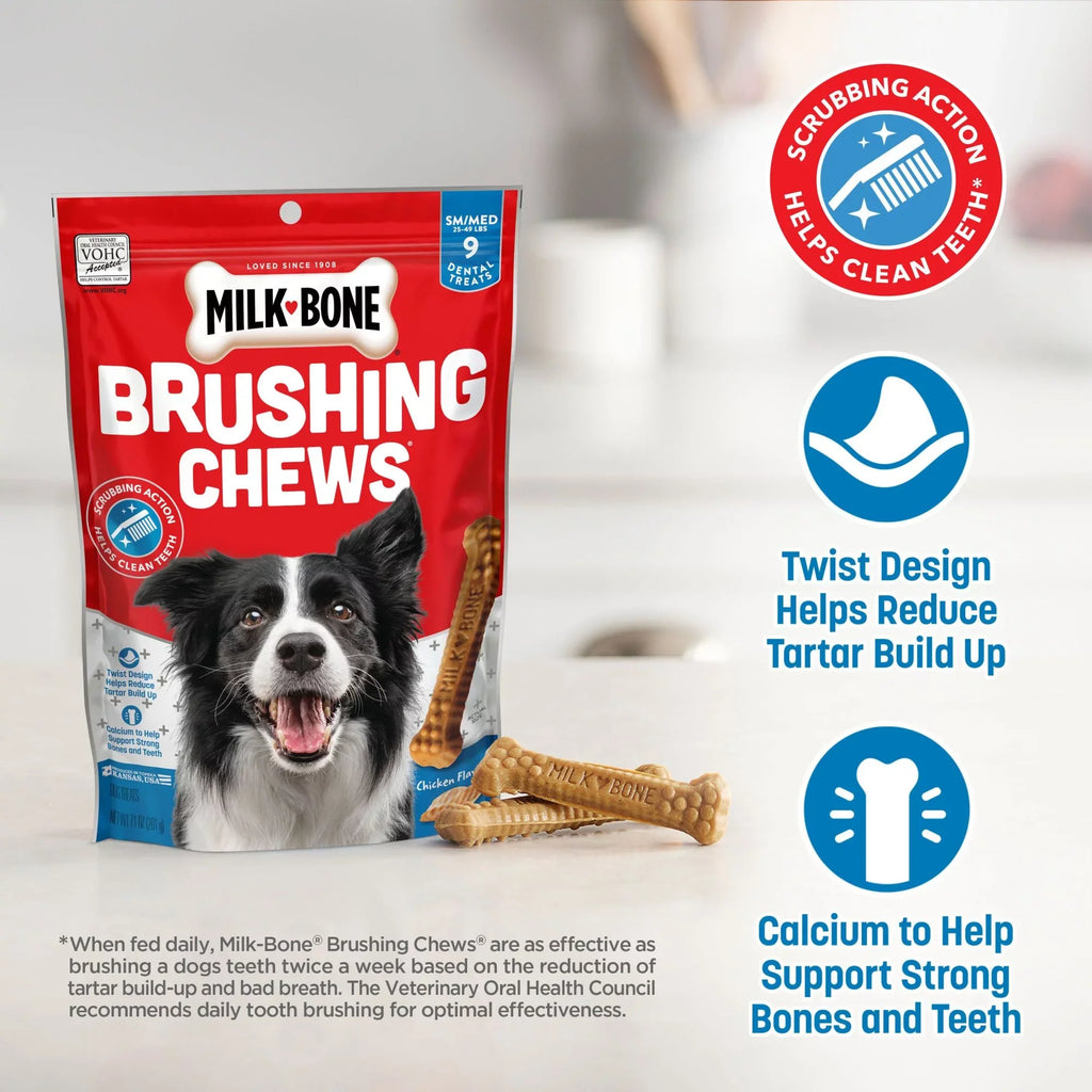 19.6 Small/Medium, Brushing Milk-Bone 25 Bag Oz. Chews Per Treats, Bag, Dog Bones Dental Daily