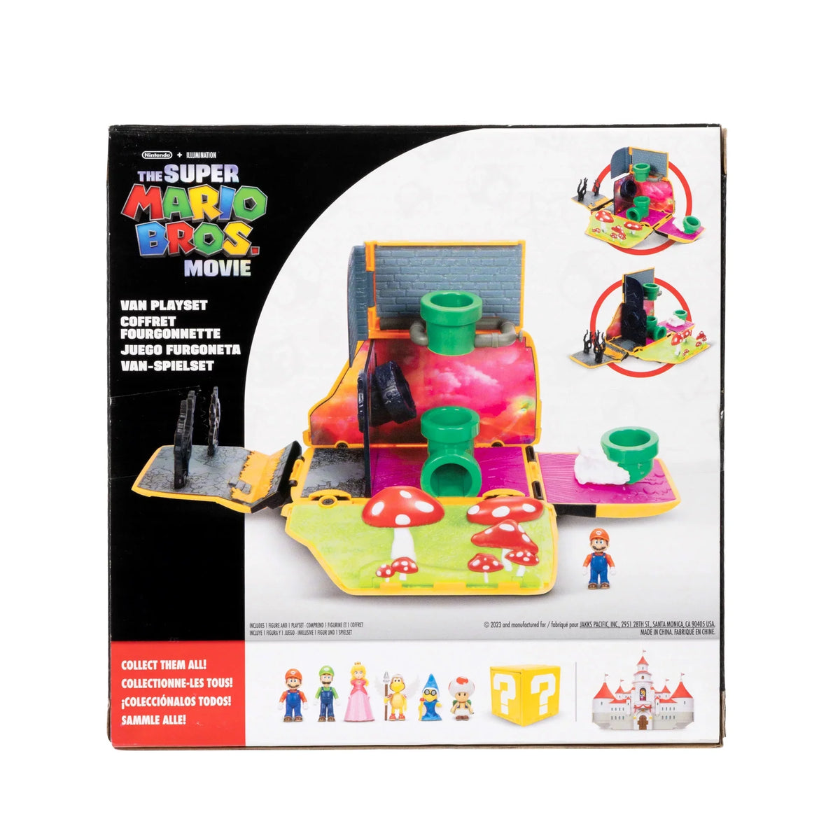 with to Opens Yellow Action 8 to inch Super Movie 1.25 Mario 3 Reveal Bros. Van Children Movie Figure Playset Moment