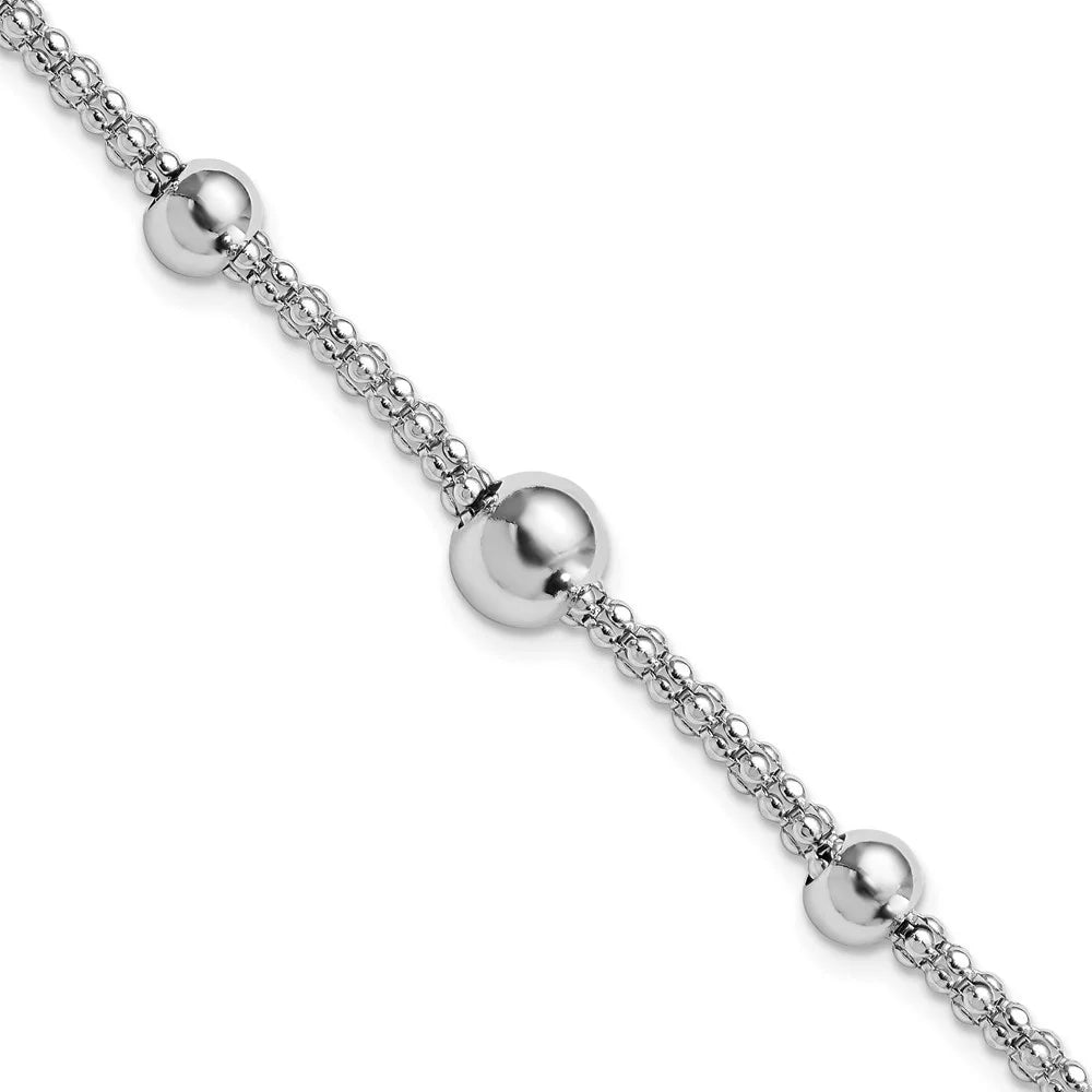 Silver Auriga 8inch Chain Popcorn Bracelet 925 Women Jewelry Fine for Sterling Beaded