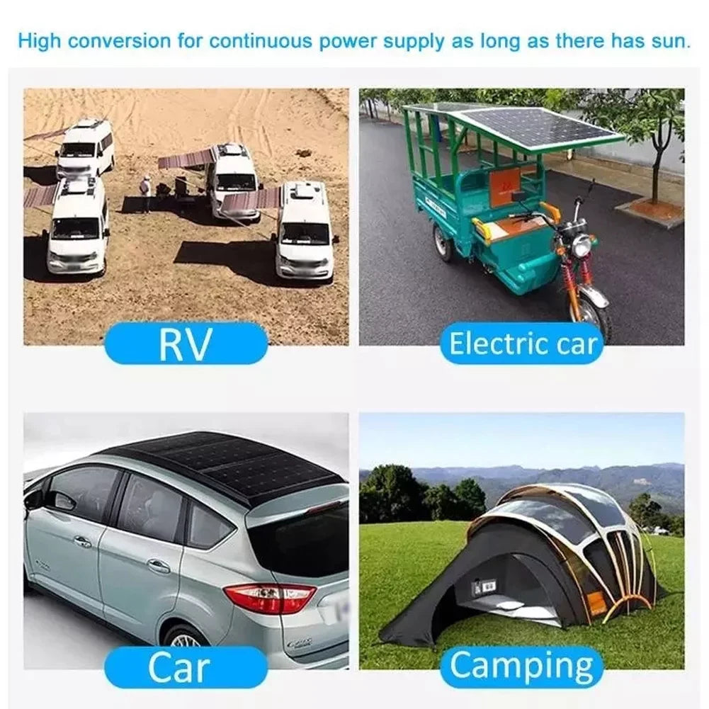 for 12/24V Plate Kit PWM Monocrystalline RV with Solar USB 18V Waterproof Solar Nebublu Marine Recharger, Dual Cellphone 100A 25W Panel Charging Controller,