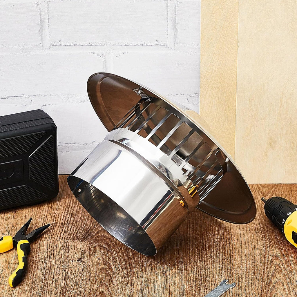 Flue Chimney Top Exterior Cooking Cone 6 Stove Cover Family with Outside Pipe Fireplace Inch Cap Stainless Vent Screen Kitchen Silver for Chimney Roof Topper Cap Cone Screen Steel Cover
