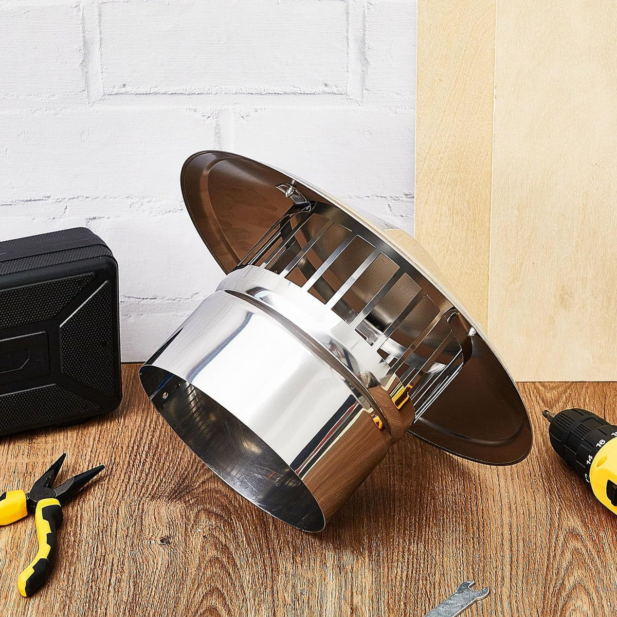Flue Chimney Top Exterior Cooking Cone 6 Stove Cover Family with Outside Pipe Fireplace Inch Cap Stainless Vent Screen Kitchen Silver for Chimney Roof Topper Cap Cone Screen Steel Cover