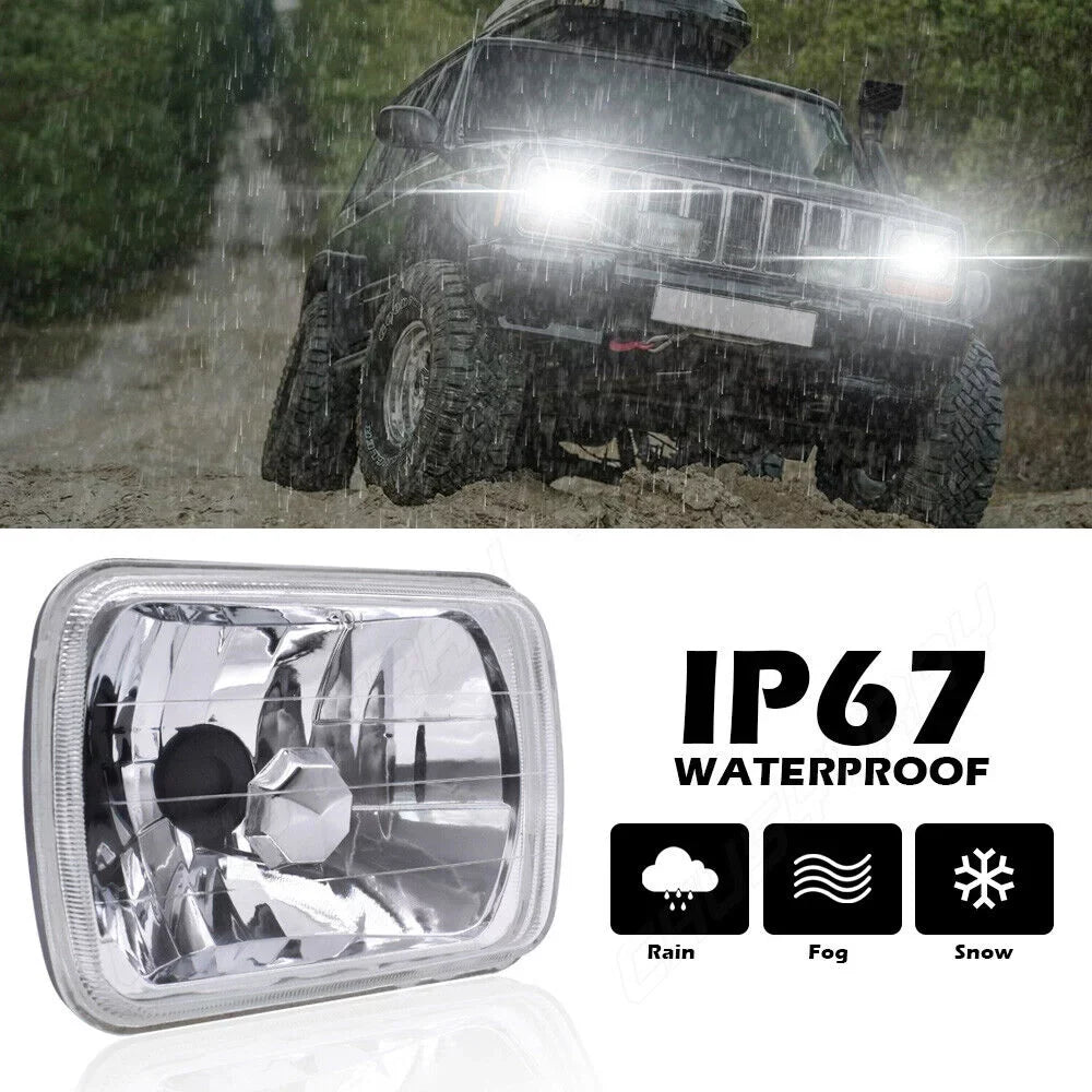 of Wrangler Jeep YJ XJ 1986-1995 Headlights Lampshade 2 Cherokee For Pack LED 7x6" 5X7" 1984-2001 NEW