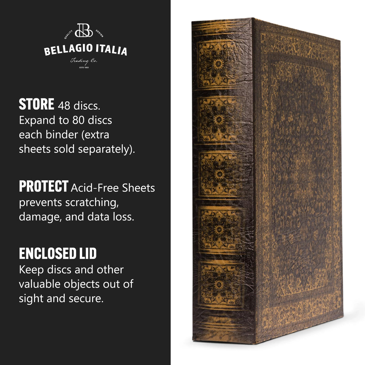 Binder 3 Sheets CD/DVD Blu - Acid-Free Capacity Book Organizer Bellagio-Italia & Games - DVDs, Storage Persian Video Binder Organizer Pack 144 Box for - - Storage CDs, Rays,