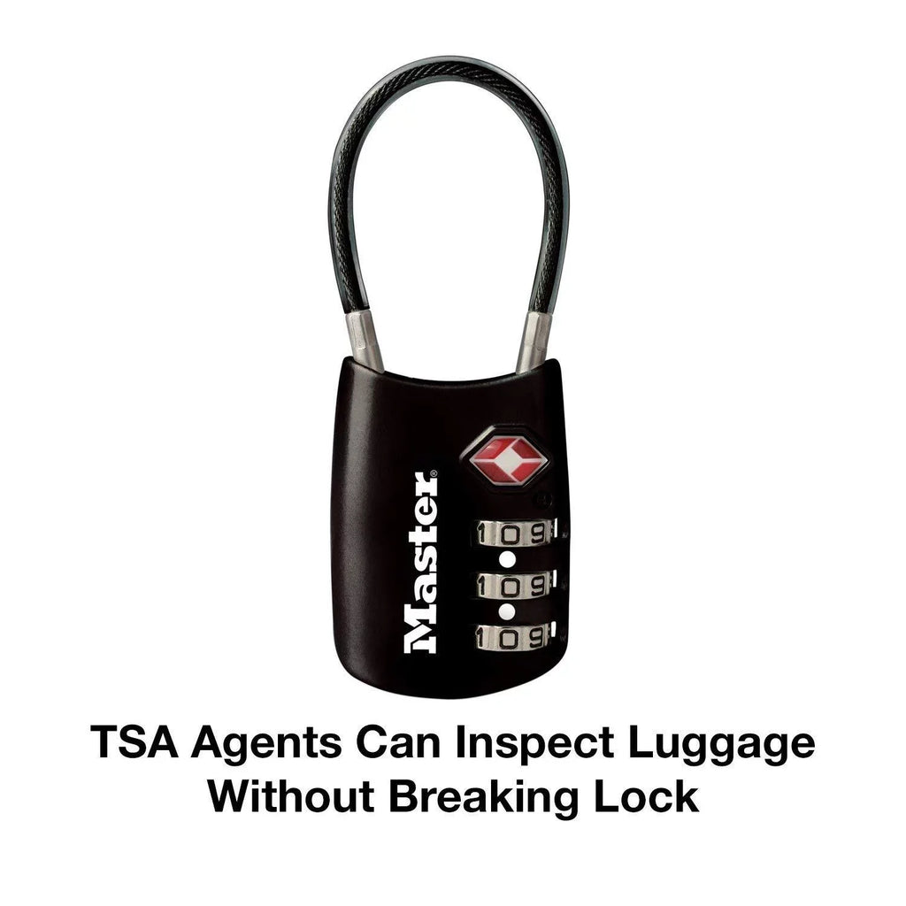 Own (30mm) 1-3/16in Your Lock with Wide Shackle; Set Luggage Flexible Combination TSA-Accepted Black