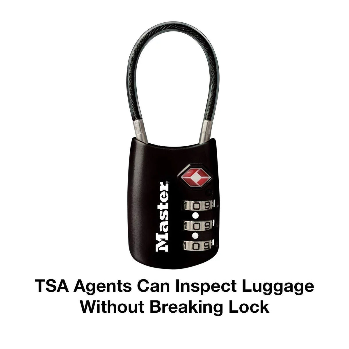 Own (30mm) 1-3/16in Your Lock with Wide Shackle; Set Luggage Flexible Combination TSA-Accepted Black