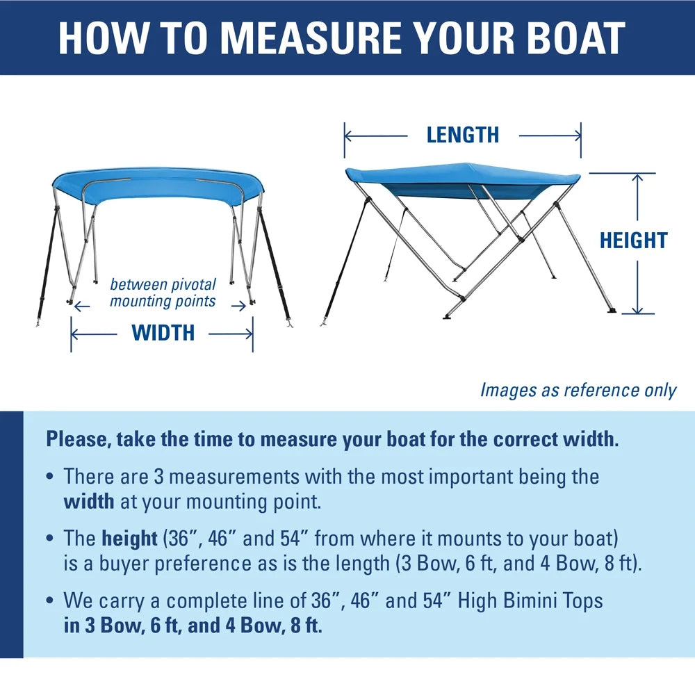 Bow BLACK Top - ft. W Solution Boat 3 6' x 73" L Dye 78" High 46" Bimini Cover