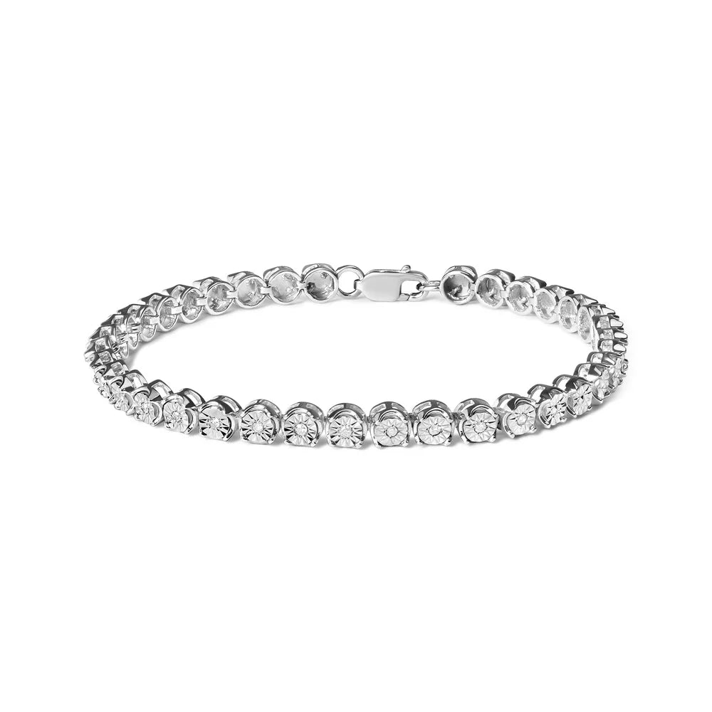 Clasp Miracle Round Color, .925 7.25" Haus Cttw Link Tennis Clarity) (I-J Bead Brilliance Set of 1/10 and Womens Bracelet Diamond Box Silver cut I2-I3 Sterling