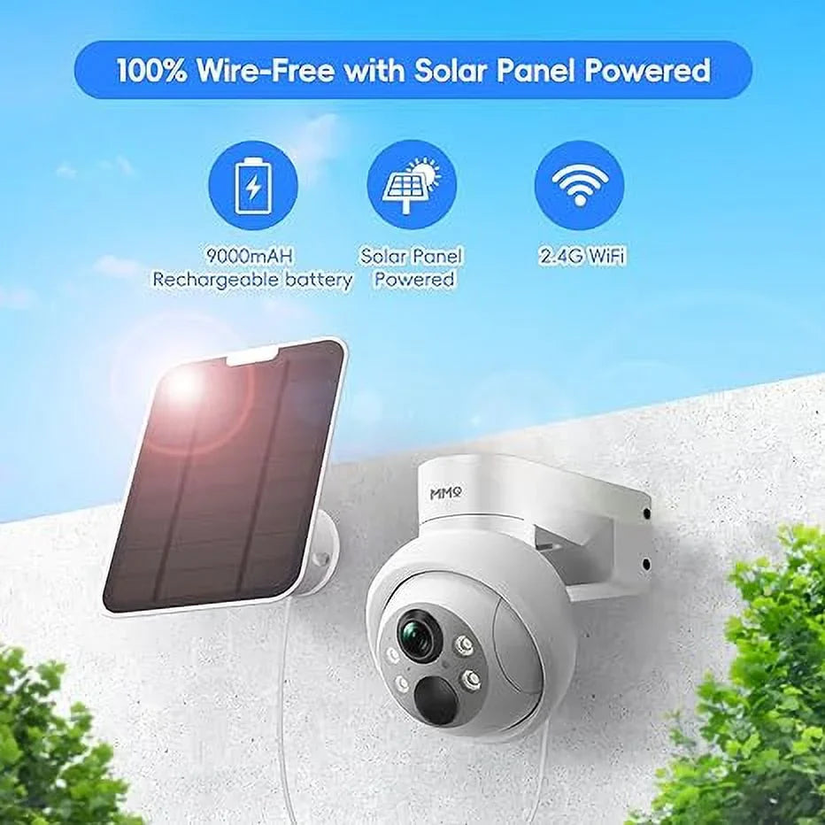 WiFi Color Night Security Camera Solar 360° exterior, Full With 9000mAh Talk View, Two-Way Battery Detection, Vision, Motion Camera Wireless HD 4MP Capacity, PIR Security Waterproof, IP66