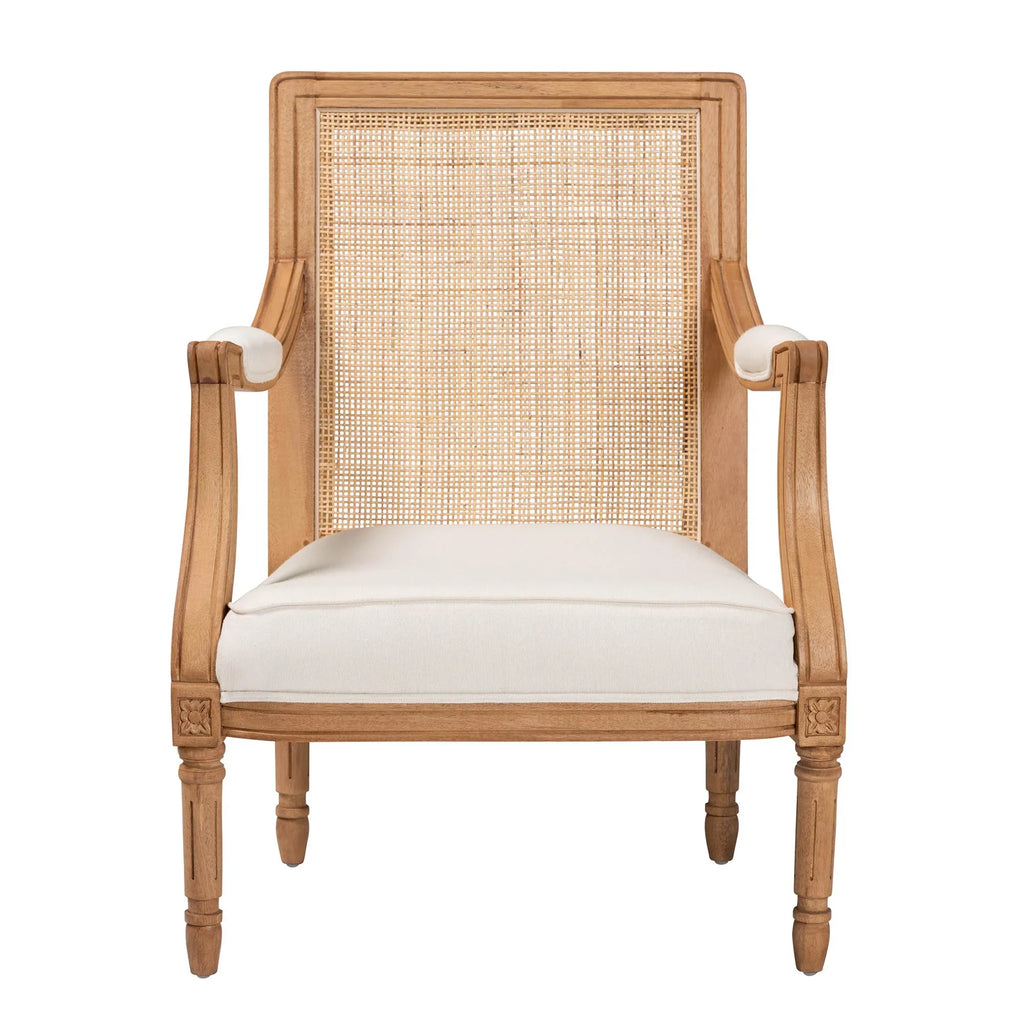 Traditional Wood and Honey Finished Accent Fabric Beige Garridan Baxton Chair French Oak Studio