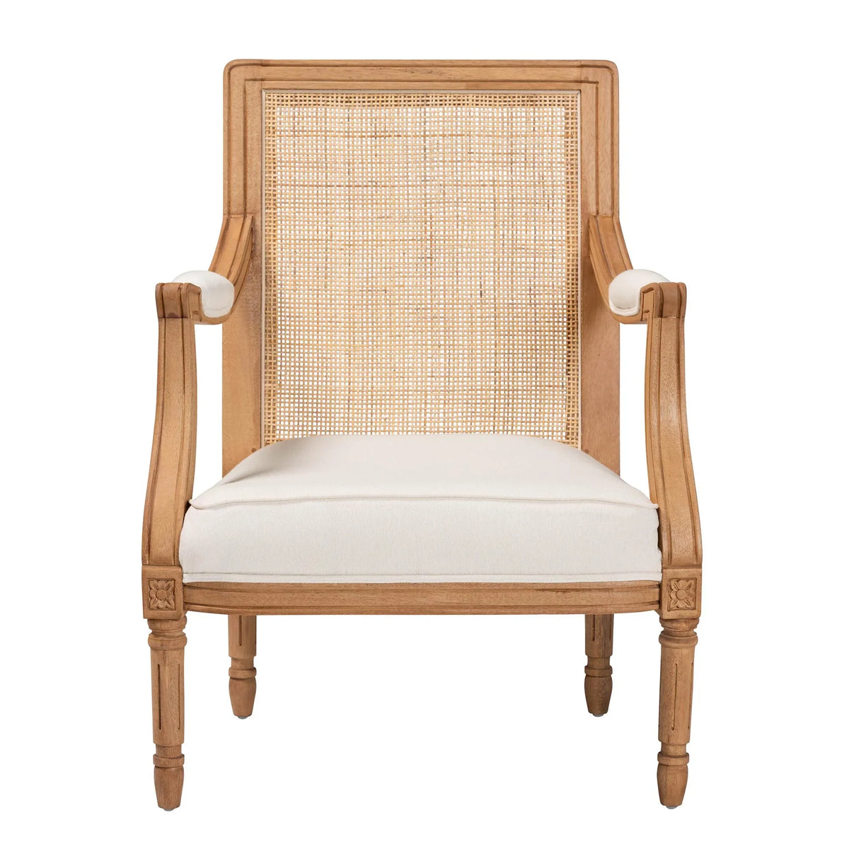 Traditional Wood and Honey Finished Accent Fabric Beige Garridan Baxton Chair French Oak Studio