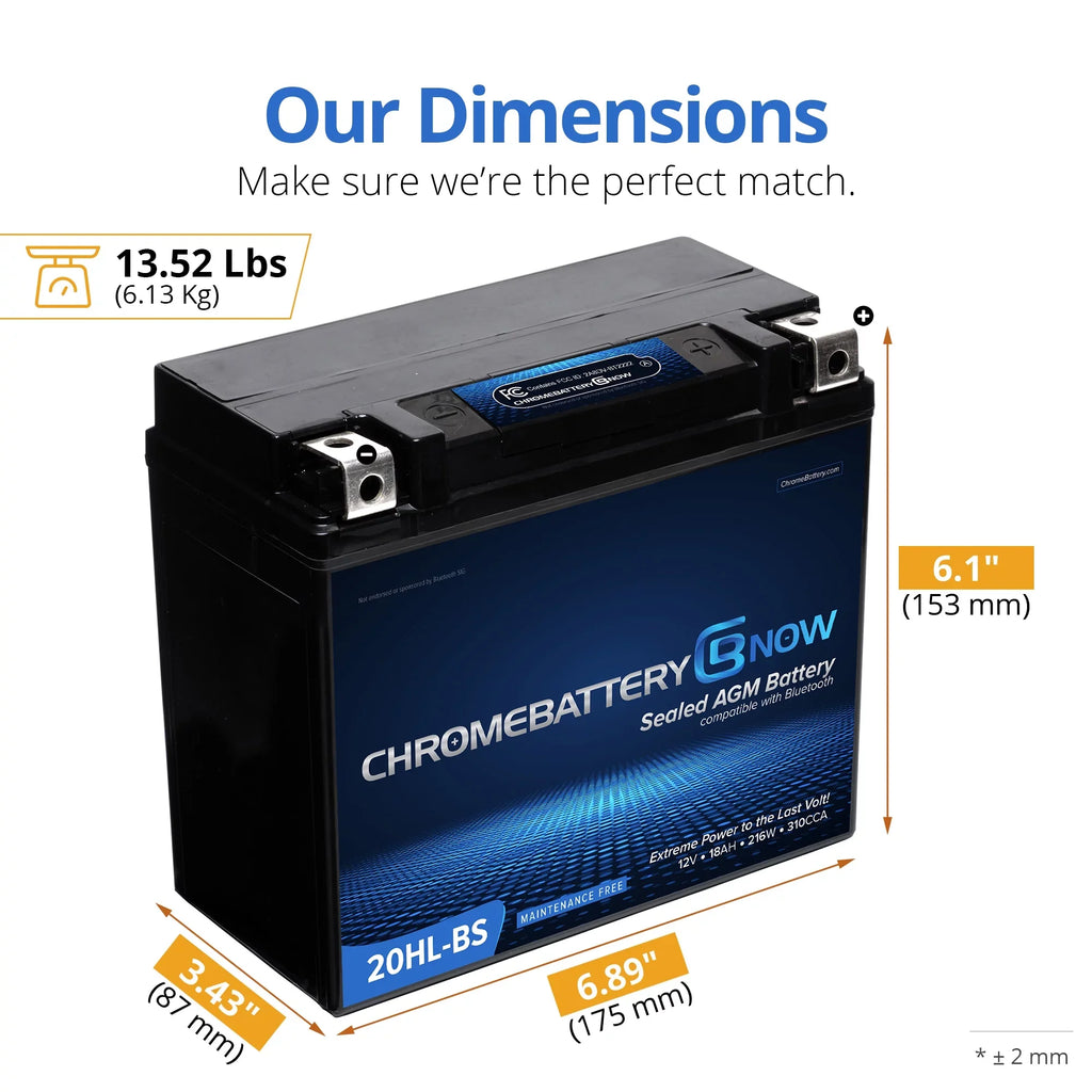 Rxp, Battery - Watercraft YTX20HL-BS Chrome Brp (2016 Gti, Intelligent Battery Smartphone Wireless Gts, 1500 Personal Gtr, - Wake Years 2019) Connectivity Rxt, AGM Gtx, for (sea-doo) Now