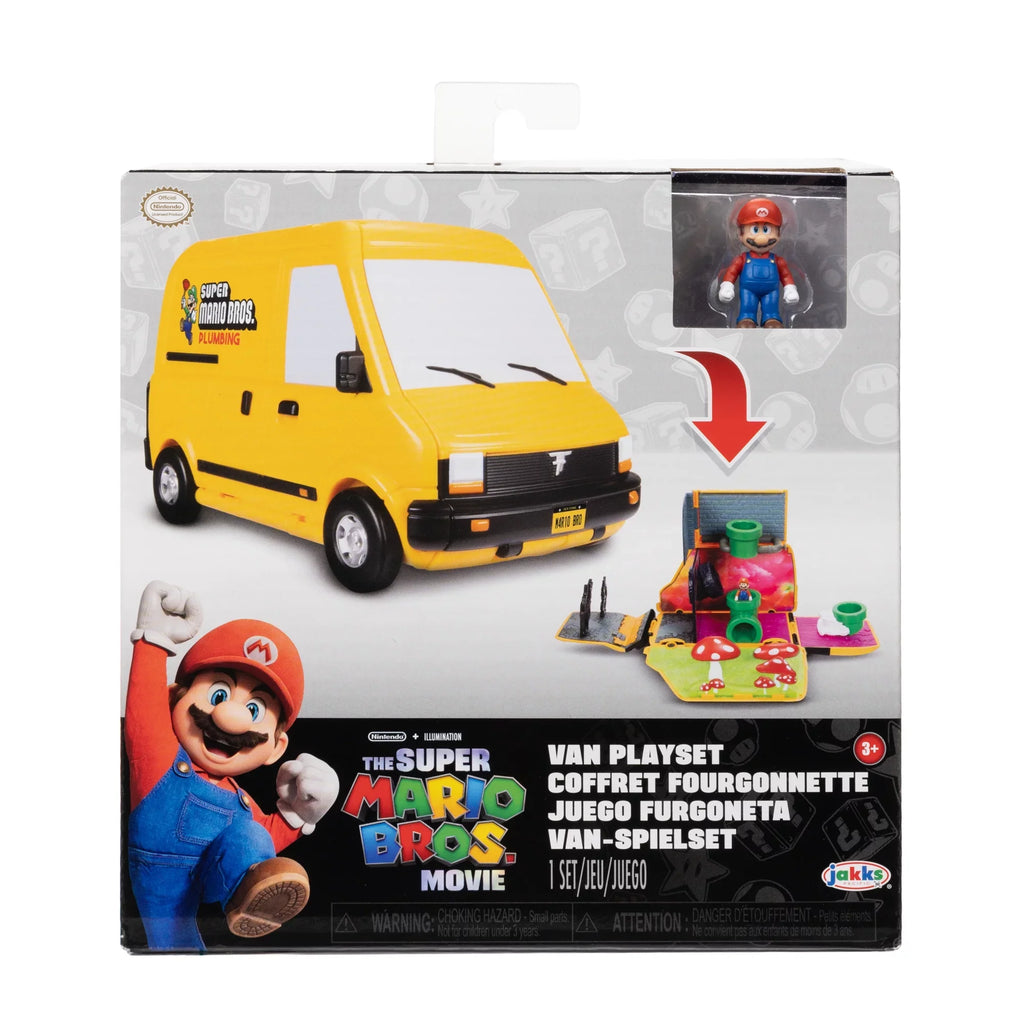 with to Opens Yellow Action 8 to inch Super Movie 1.25 Mario 3 Reveal Bros. Van Children Movie Figure Playset Moment