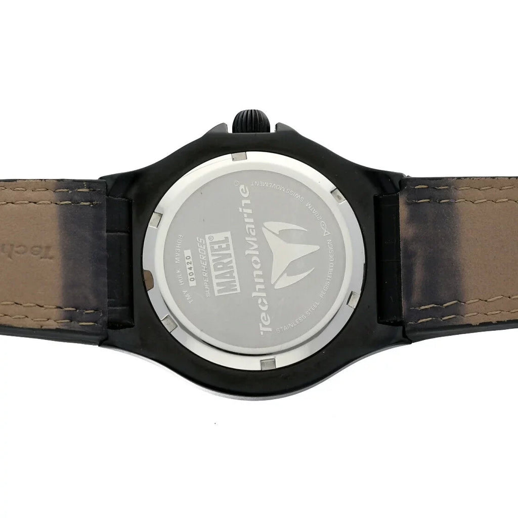 Plated Men's Marvel Watch Technomarine Steel PVD Quartz MV3H08 Leather Hulk